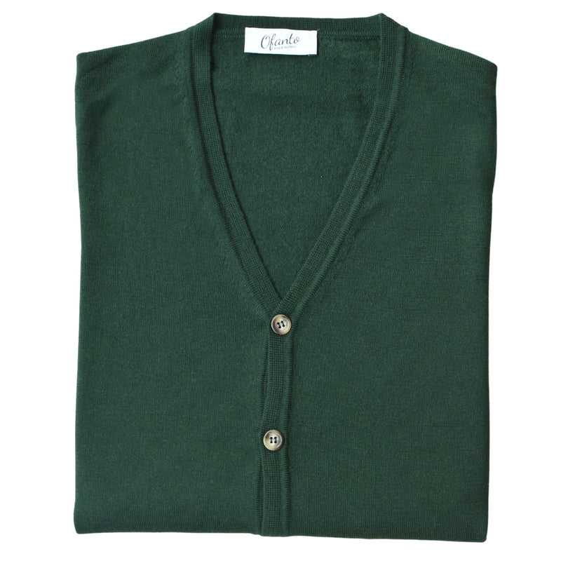 Il Cardigan in 100% Lana Merino Extrafine - Verde