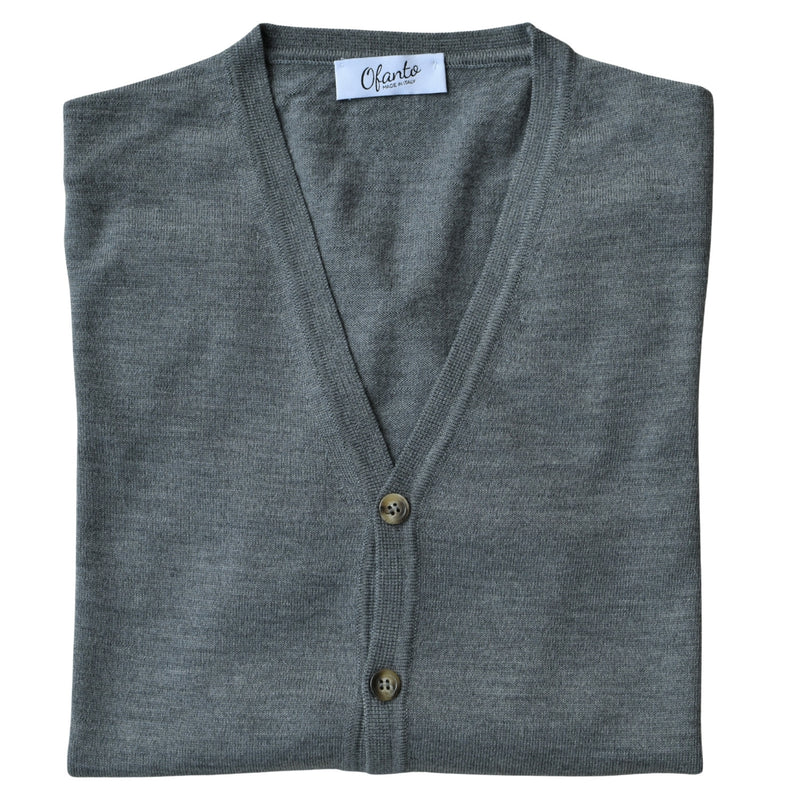 Il Cardigan in 100% Lana Merino Extrafine - Grigio