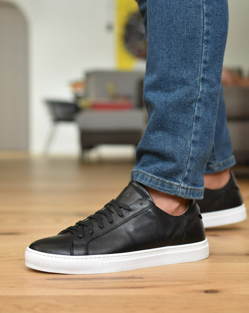 Eleganti Sportive Scarpe Bianche E Nere Eleganti Uomo Sneaker In