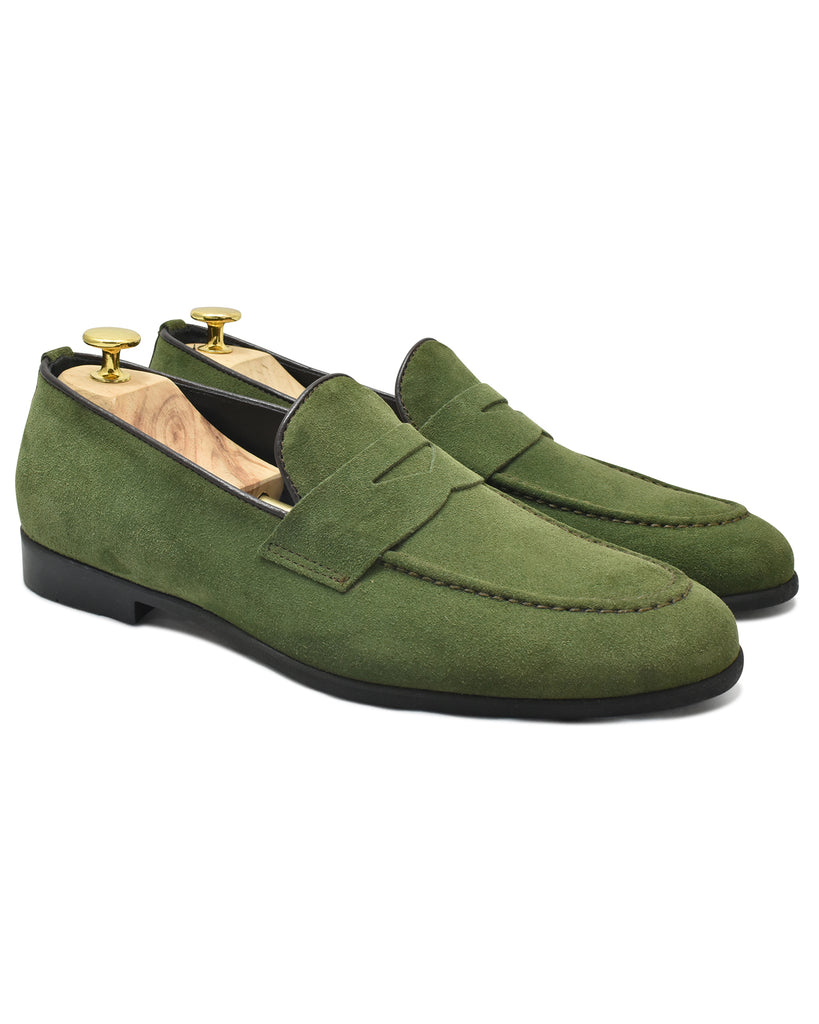 Mocassino uomo con in camoscio verde e suola in gomma Ofanto