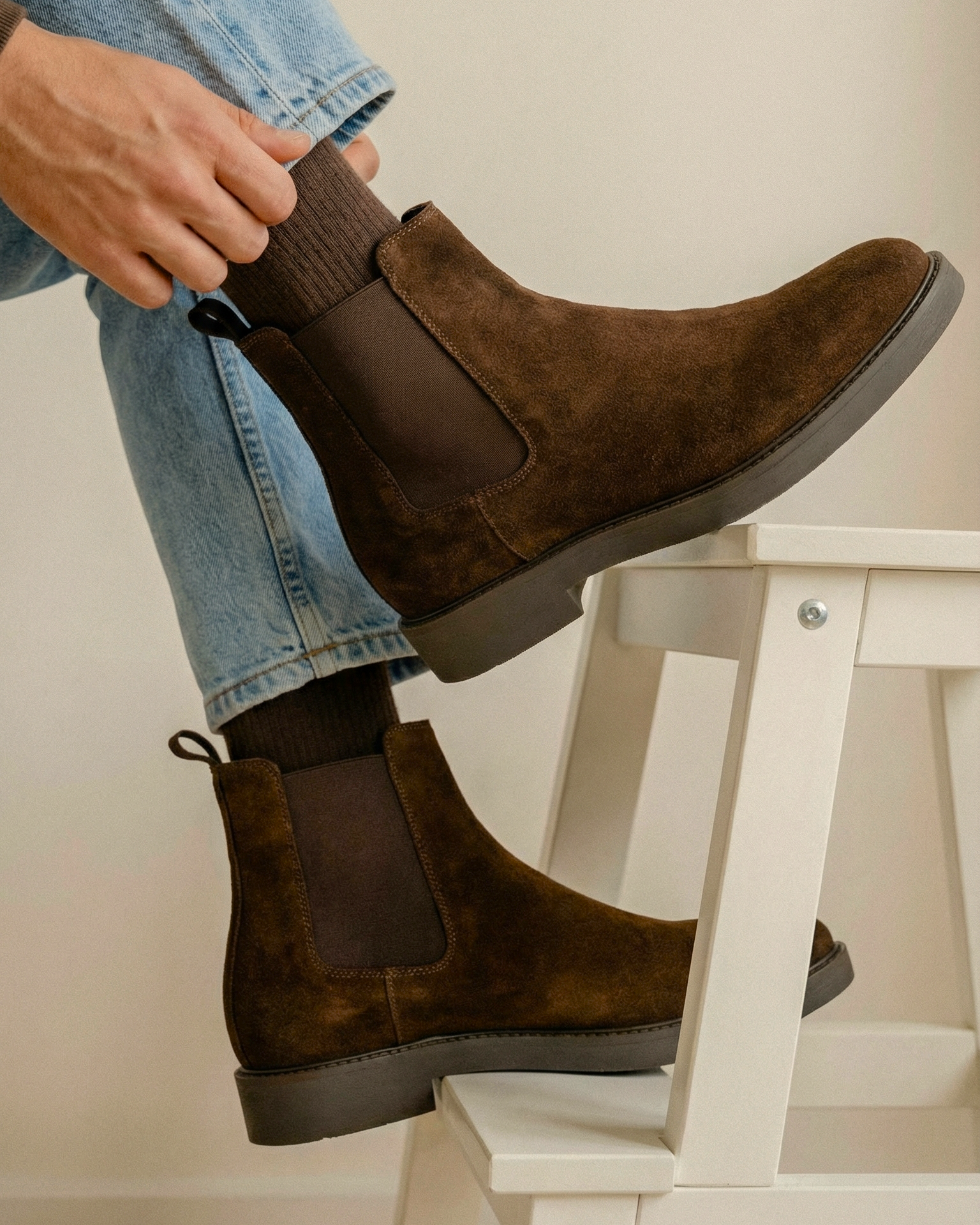 Scarponcini Donnay In Scamosciato Marrone Uomo, Allacciatura, Stile Chukka, Fodera In Tessuto
