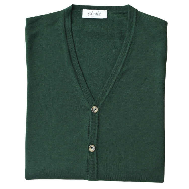 Il Cardigan in 100% Lana Merino Extrafine - Verde