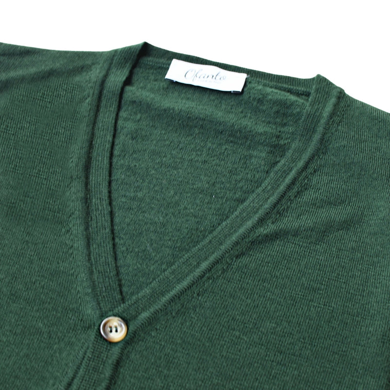 Il Cardigan in 100% Lana Merino Extrafine - Verde
