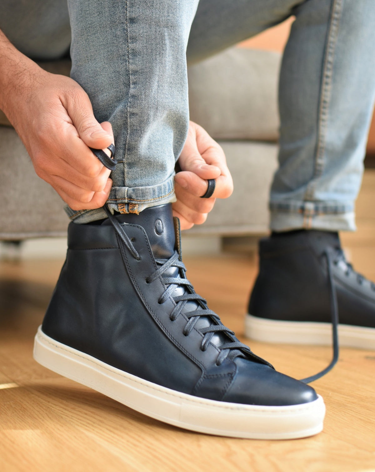 Sneakers Alte Scarpe Sportive Saldi Suede Sneakers Blu Alte