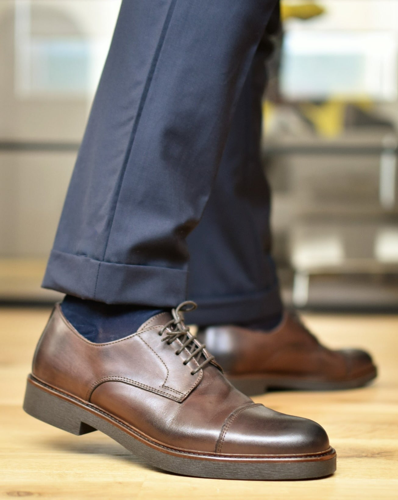Oxfords da Uomo in Pelle Stringate Scarpe Eleganti Slip on Derby Scarpe
