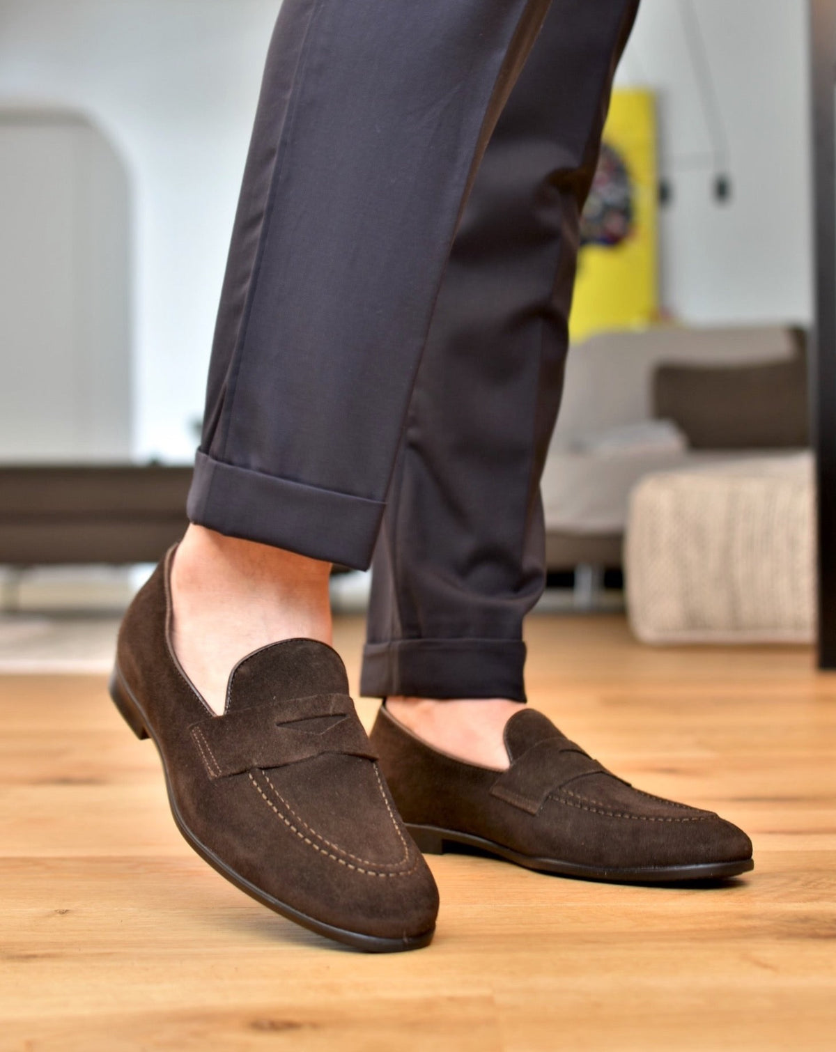 Mocassini Scarpe Scamosciate Marroni Uomo Mocassino Da Uomo In